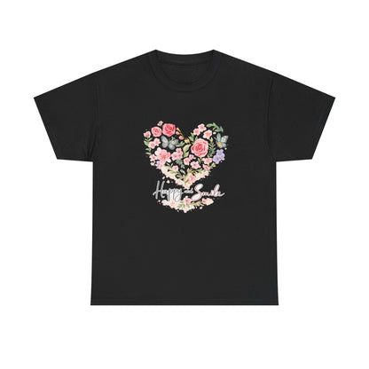 Happy Smile Floral Heart T-Shirt | Eco-Limited