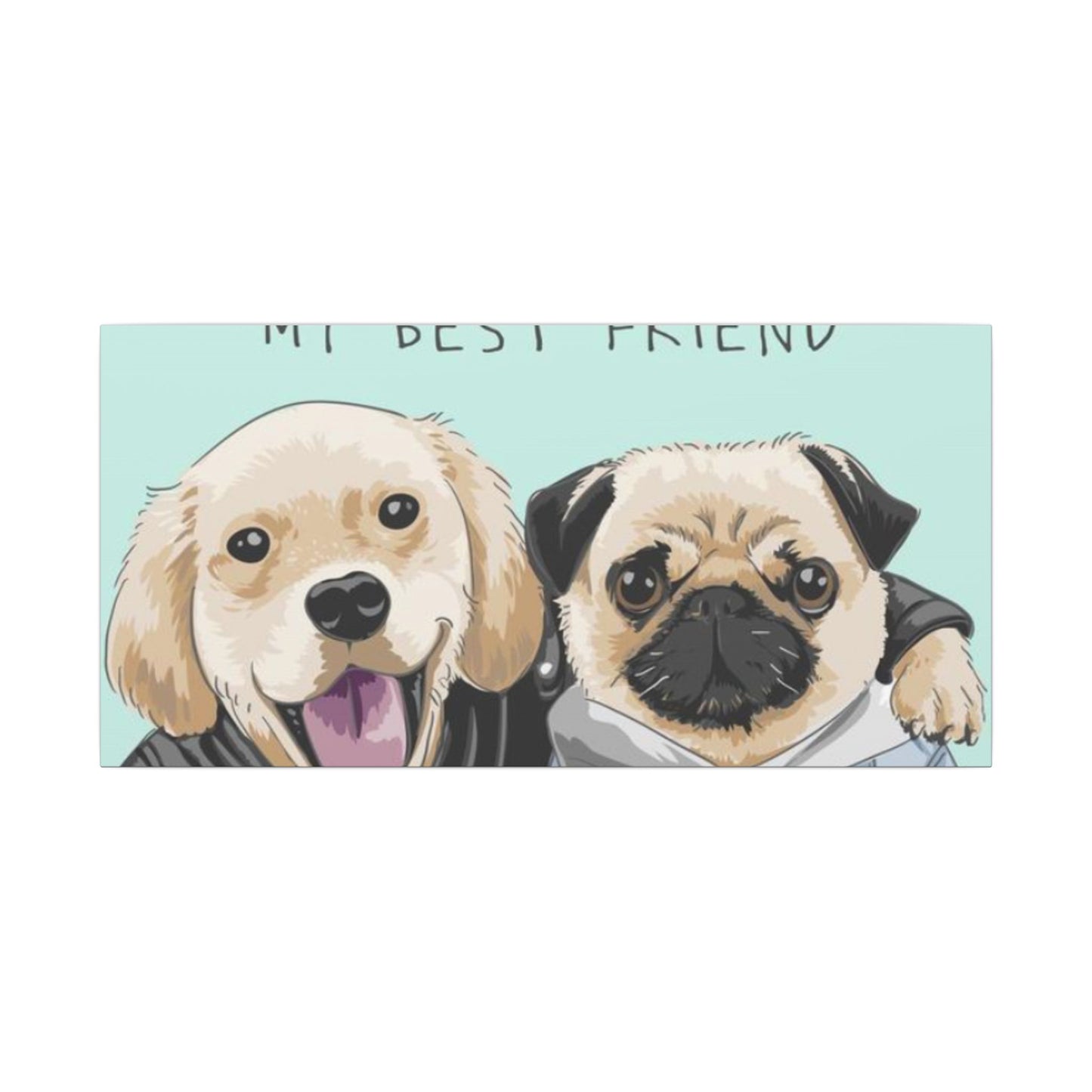 Cute Pug & Puppy Matte Stretched Print