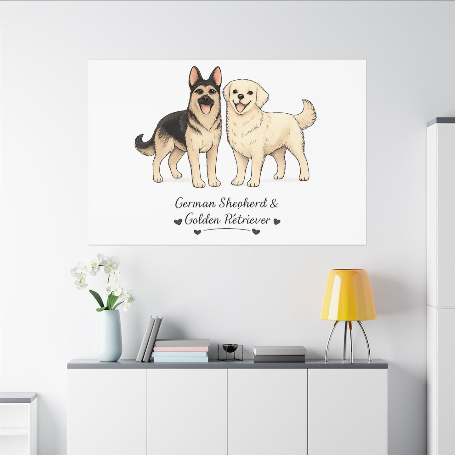 German Shepherd & Golden Retriever Canvas Wall Art