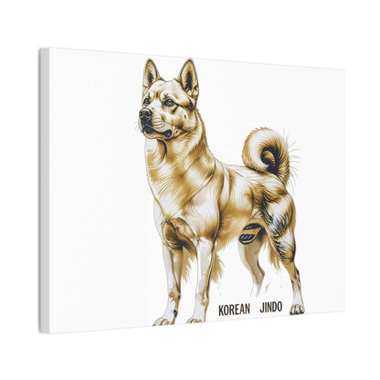 Korean Jindo Dog Illustration Canvas Wall Art | Eco - Limited
