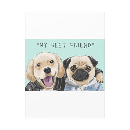 Cute Pug & Puppy Matte Stretched Print