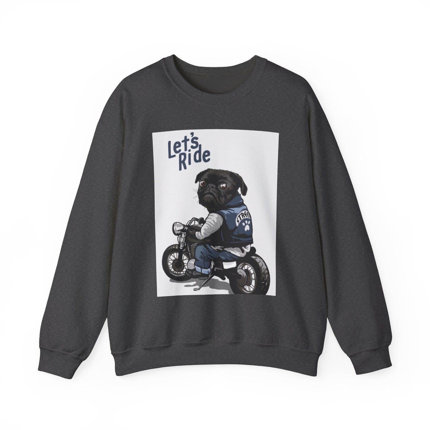 Let’s Ride Biker Pug Graphic Sweatshirt | Eco-Limited