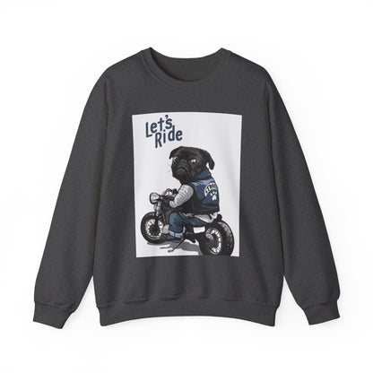 Let’s Ride Biker Pug Graphic Sweatshirt | Eco-Limited