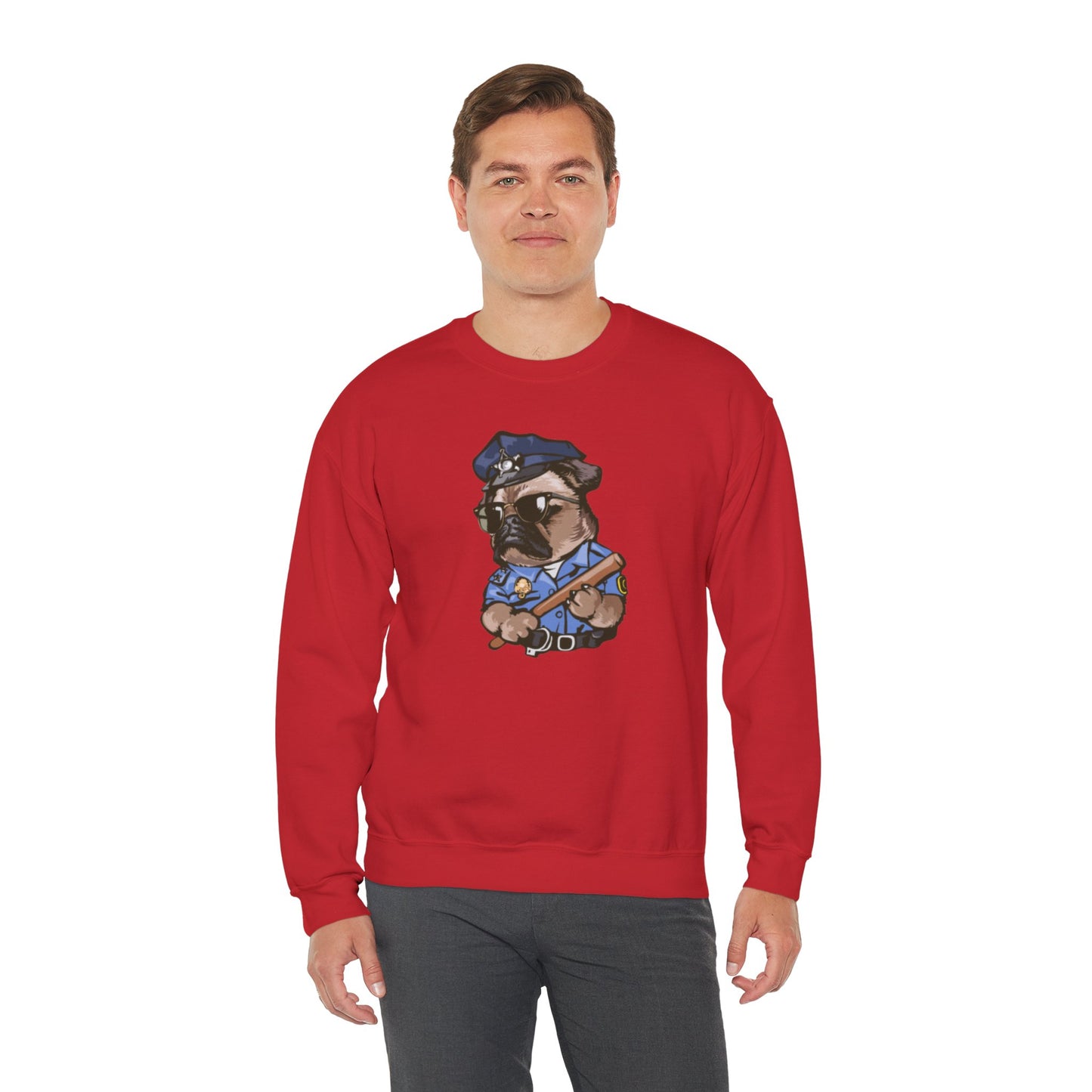 Police Pug Graphic Crewneck Sweatshirt|Eco-Friendly - Limited