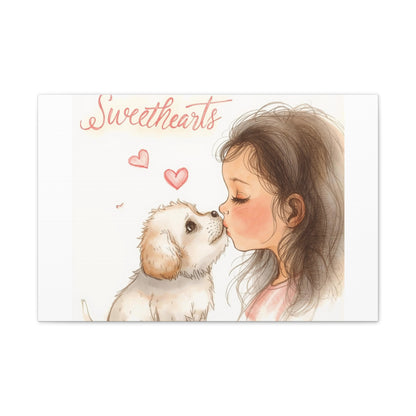 Sweethearts – Child &amp; Puppy Love Canvas | Eco-Limited