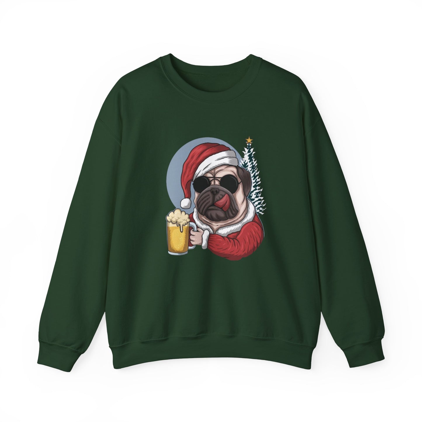 Santa Pug Holding Beer Holiday Crewneck|Eco-Friendly - Limited