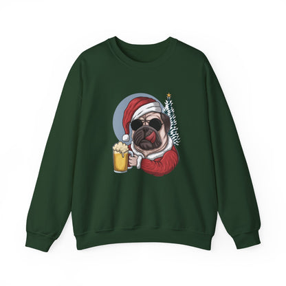 Santa Pug Holding Beer Holiday Crewneck|Eco-Friendly - Limited