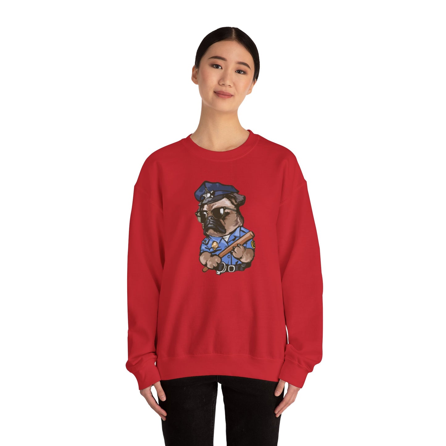 Police Pug Graphic Crewneck Sweatshirt|Eco-Friendly - Limited