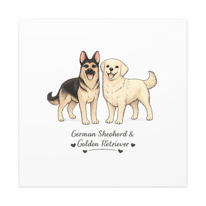 German Shepherd & Golden Retriever Canvas Wall Art