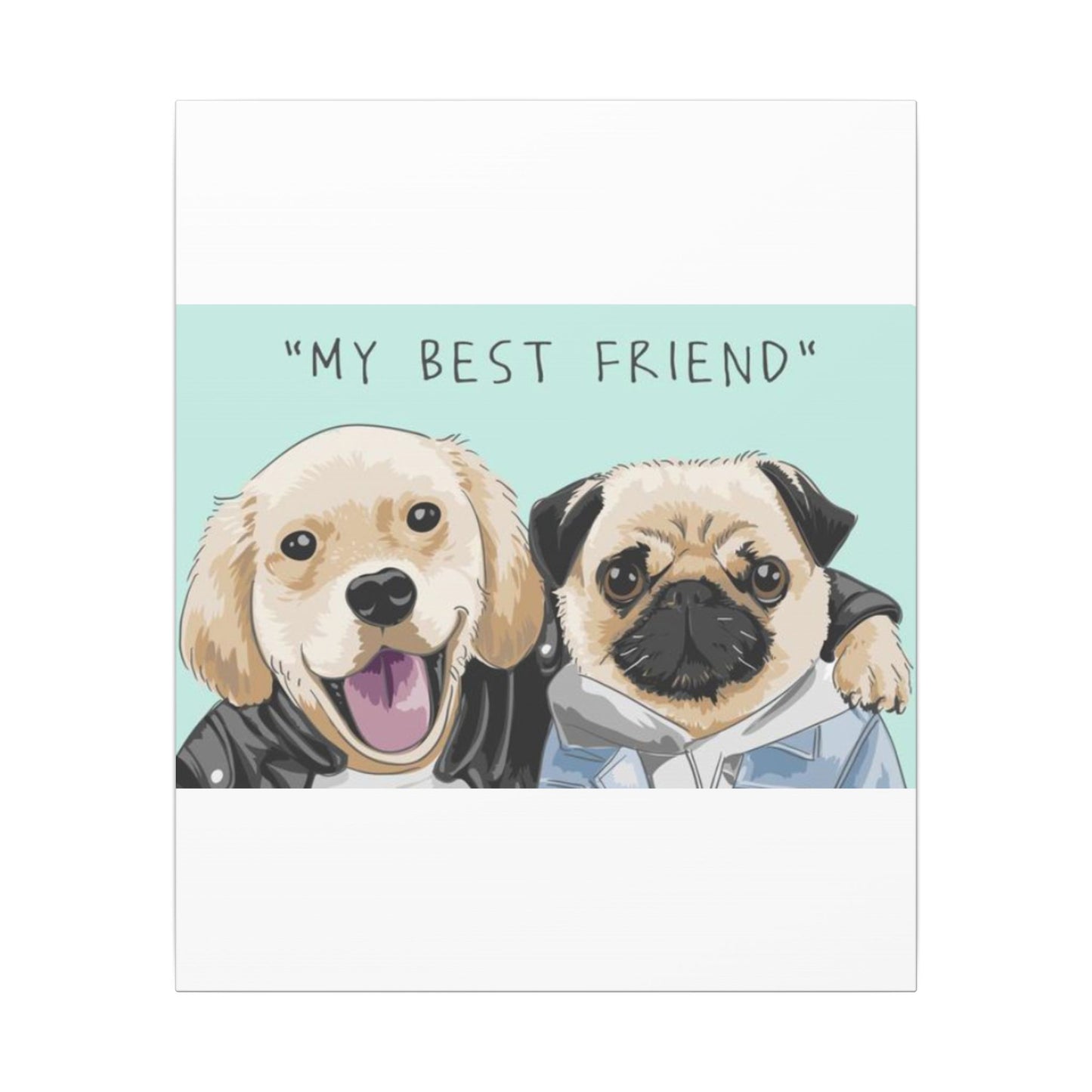 Cute Pug & Puppy Matte Stretched Print