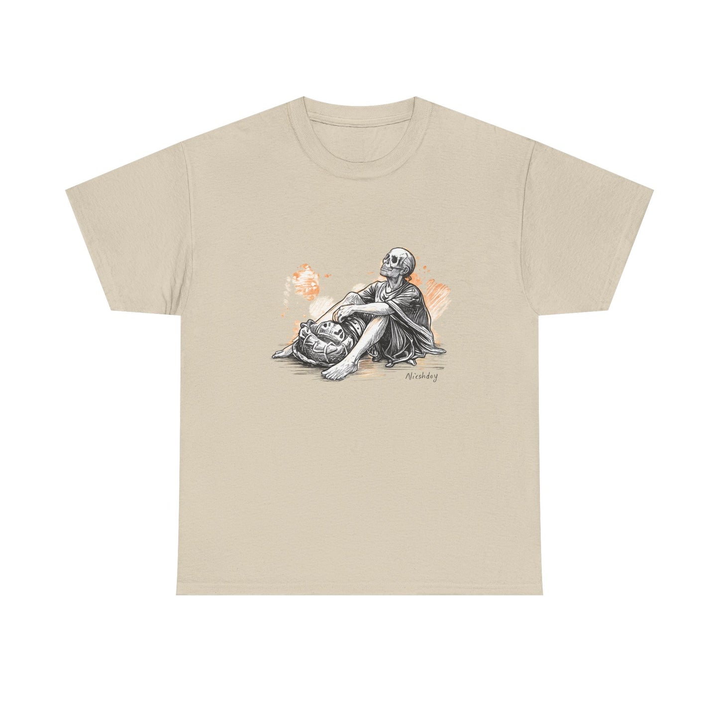 Skeleton Contemplation Sketch T-Shirt | Eco-Limited