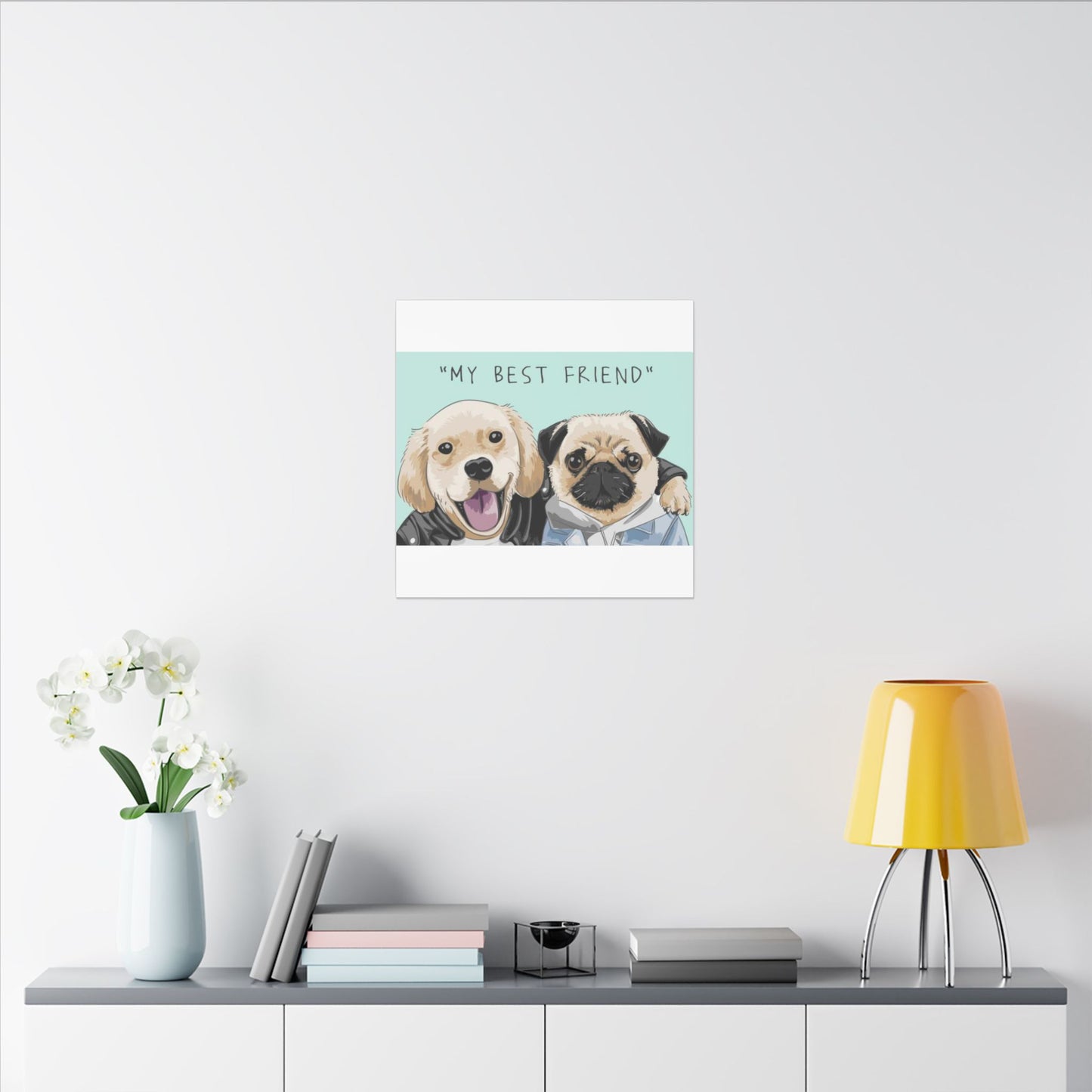 Cute Pug & Puppy Matte Stretched Print