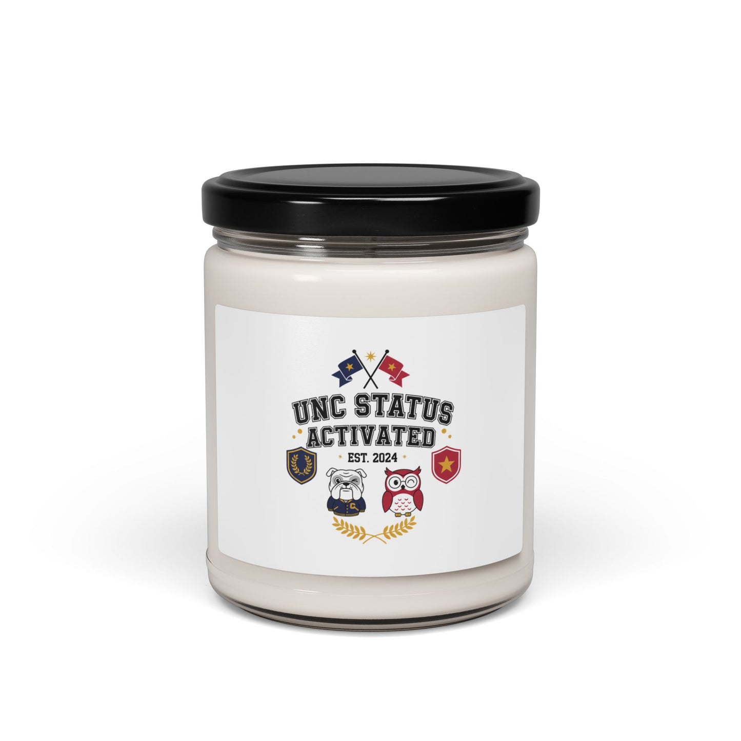 UNC Status Activated Candle | varsity crest, vintage year soy candle