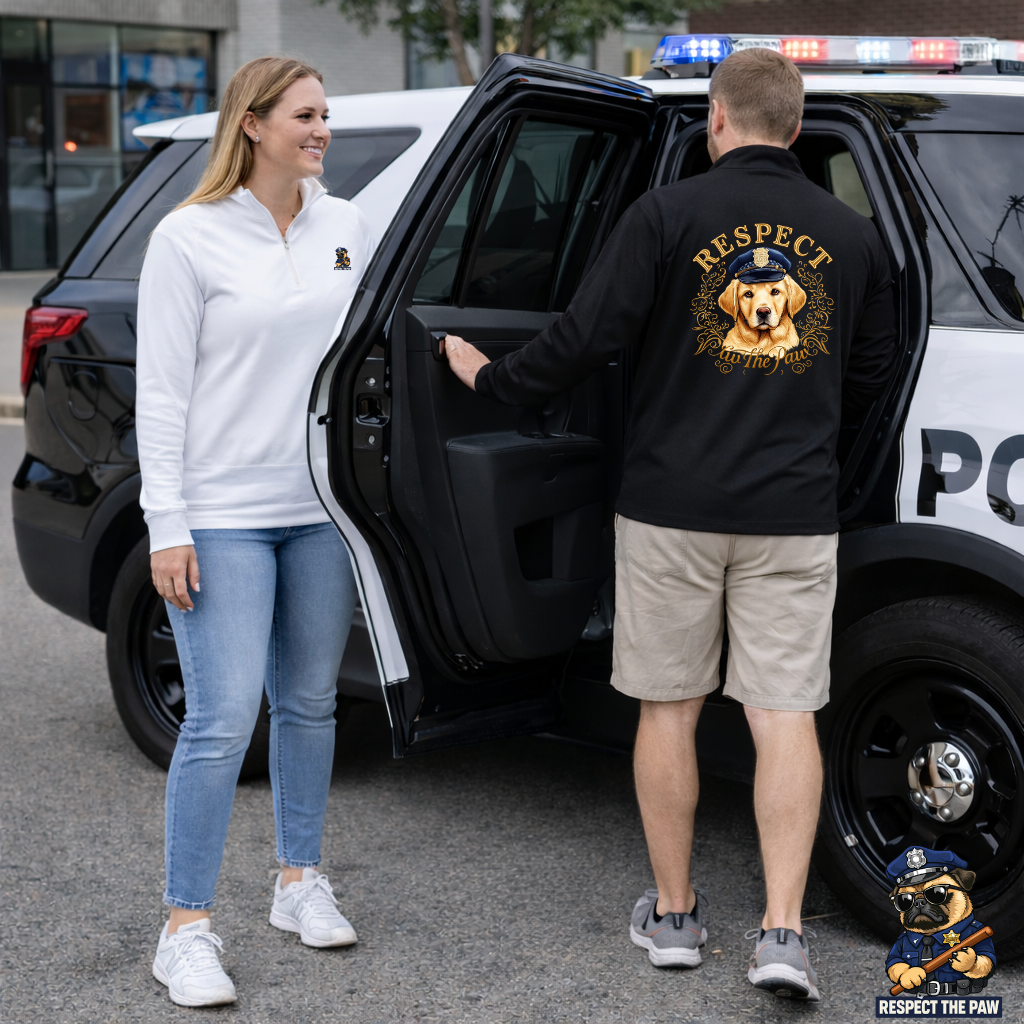 Respect The Paw Golden Retriever Quarter Zip Pullover | Eco-Limited