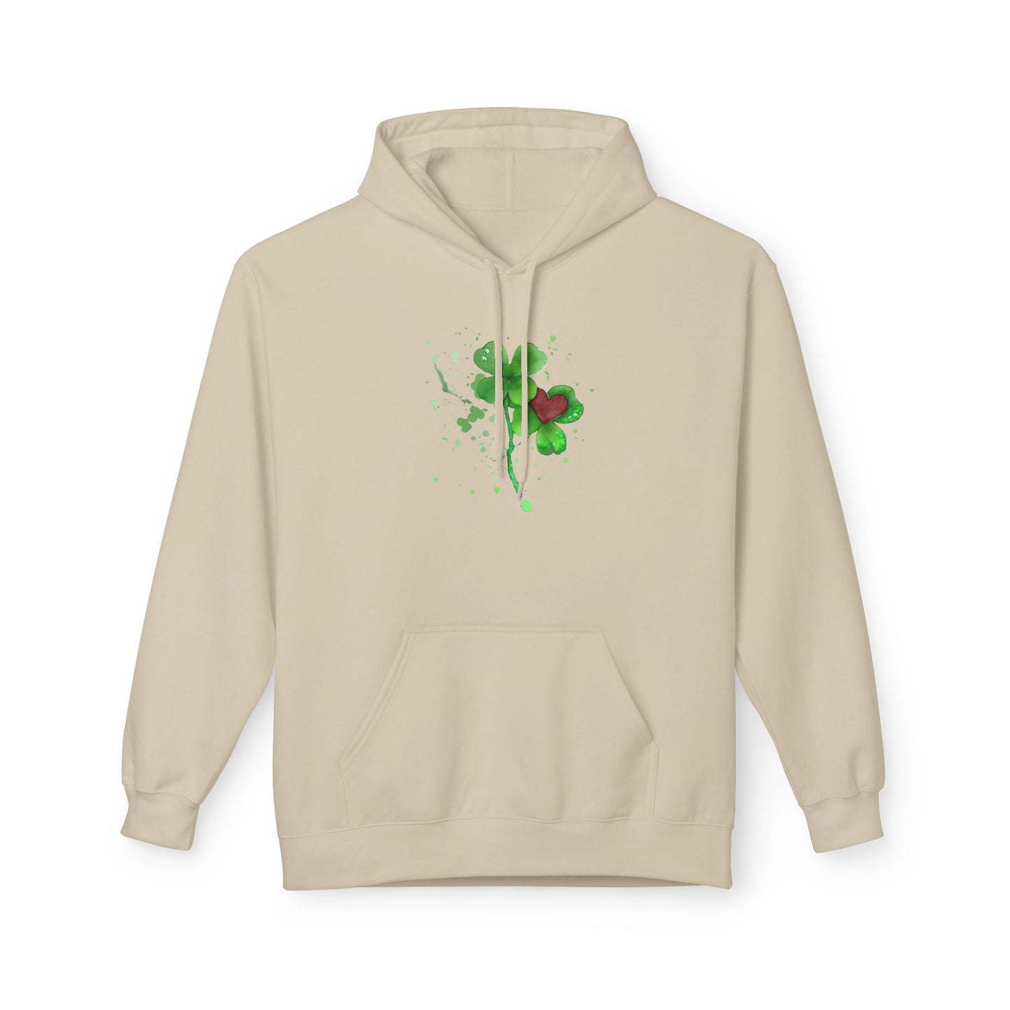 Lucky Heart Clover Watercolor Hoodie | Eco-Limited