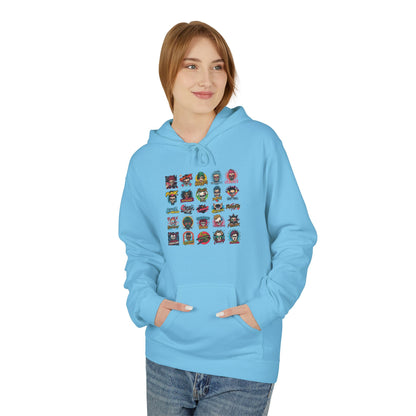 Retro Pop Culture Character Grid Hoodie|Eco-Friendly - Limited