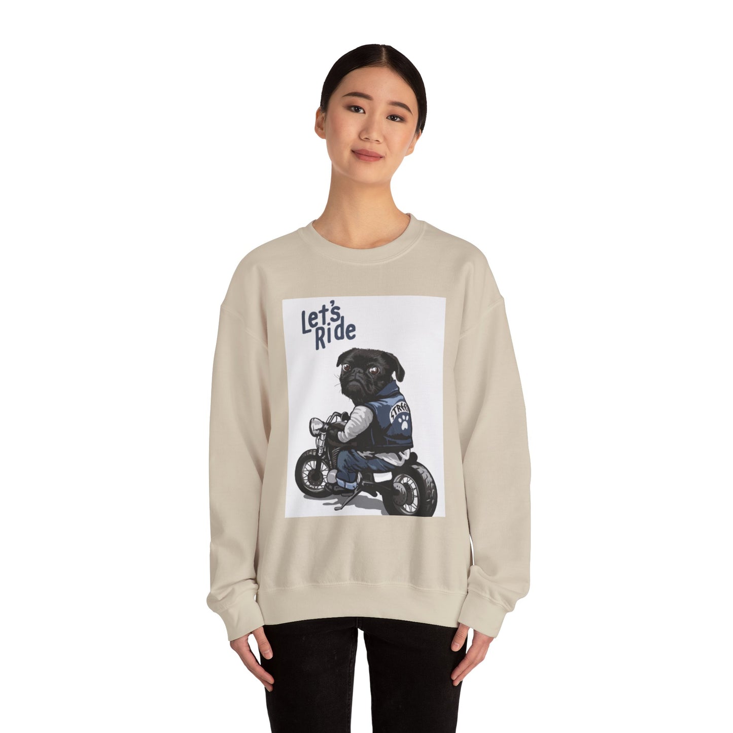 Let’s Ride Biker Pug Graphic Sweatshirt | Eco-Limited