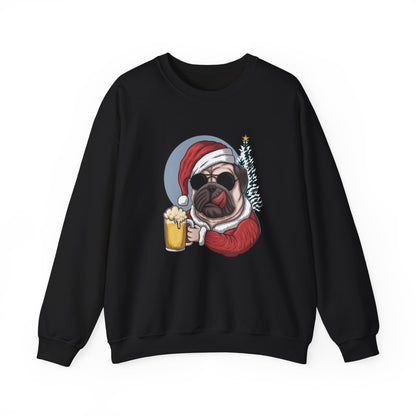Santa Pug Holding Beer Holiday Crewneck|Eco-Friendly - Limited