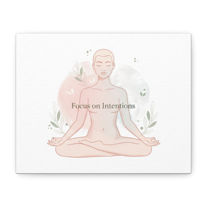 Focus on Intentions Canvas | Gentle Wellness Wall Art, Pastel Gradient Meditation Print