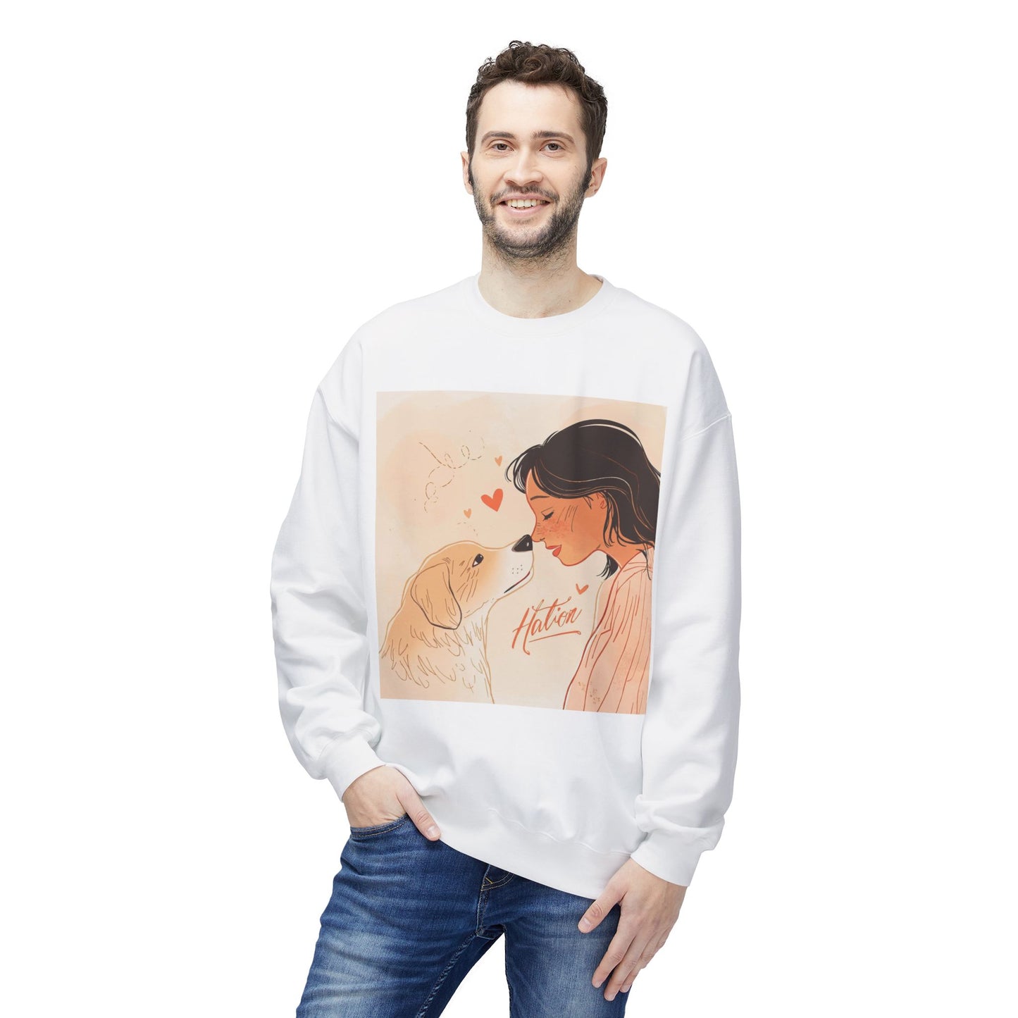 Heartfelt Dog Love Illustration Crewneck | Eco-Friendly - Limited