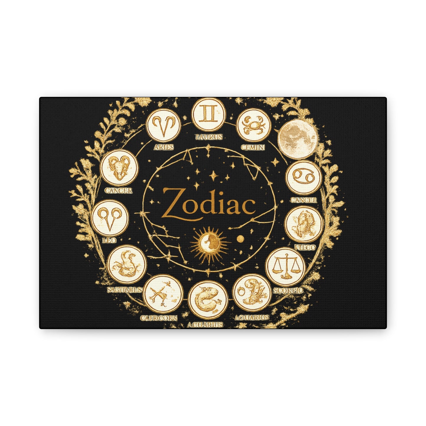 Golden Zodiac Astrology Canvas | Eco-Limited