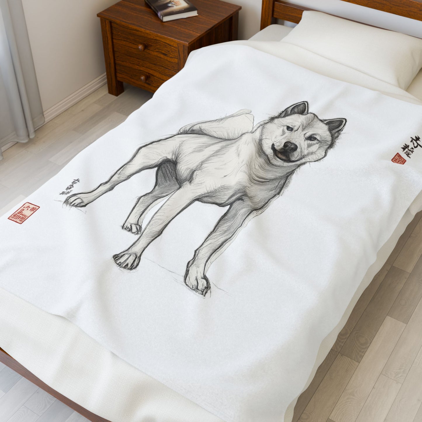 Korean Jindo Ink Illustration Blanket | Eco-Limited