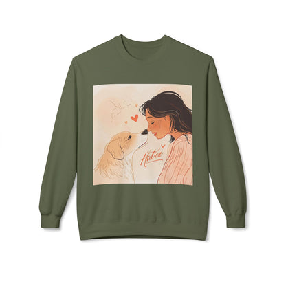 Heartfelt Dog Love Illustration Crewneck | Eco-Friendly - Limited