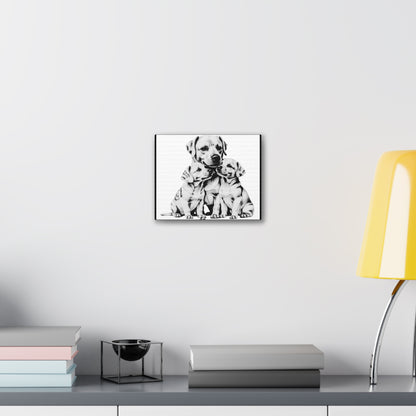 Mother and Puppies Black and White Canvas Wall Art | Eco Limited