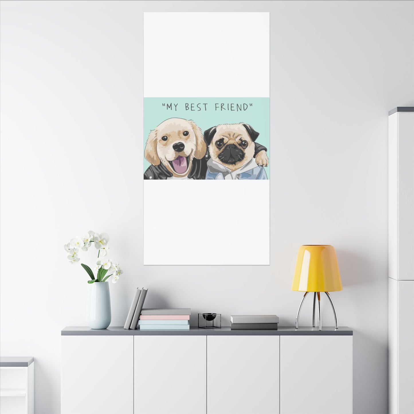Cute Pug & Puppy Matte Stretched Print