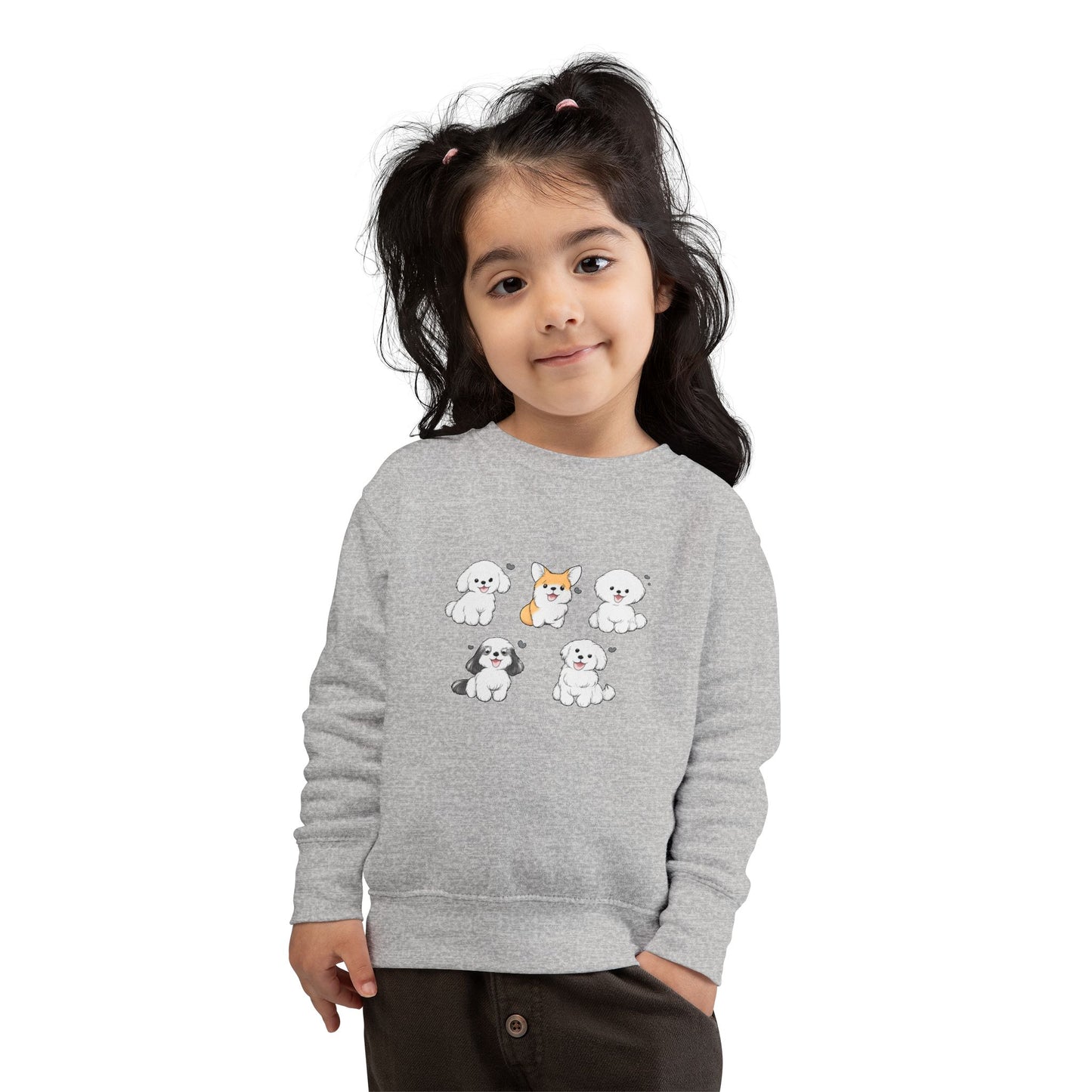 Cute Cartoon Puppies Crewneck for Kids