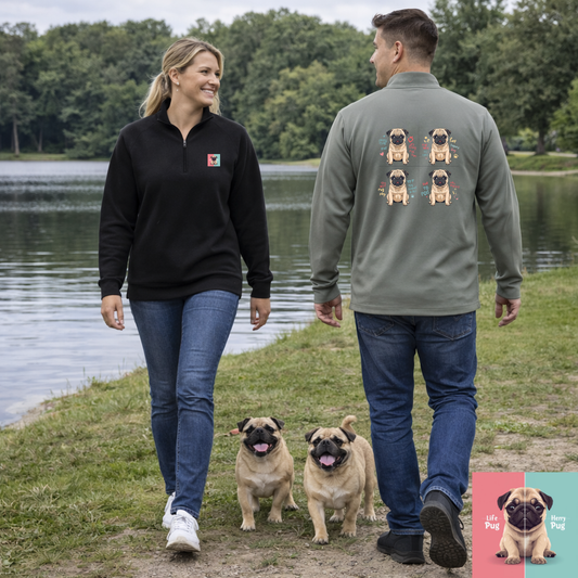 Pug Pop Art Quarter Zip | Eco-Limited