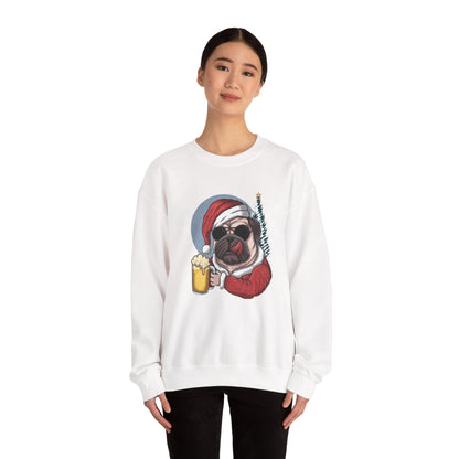 Santa Pug Holding Beer Holiday Crewneck|Eco-Friendly - Limited