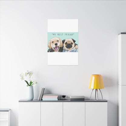 Cute Pug & Puppy Matte Stretched Print
