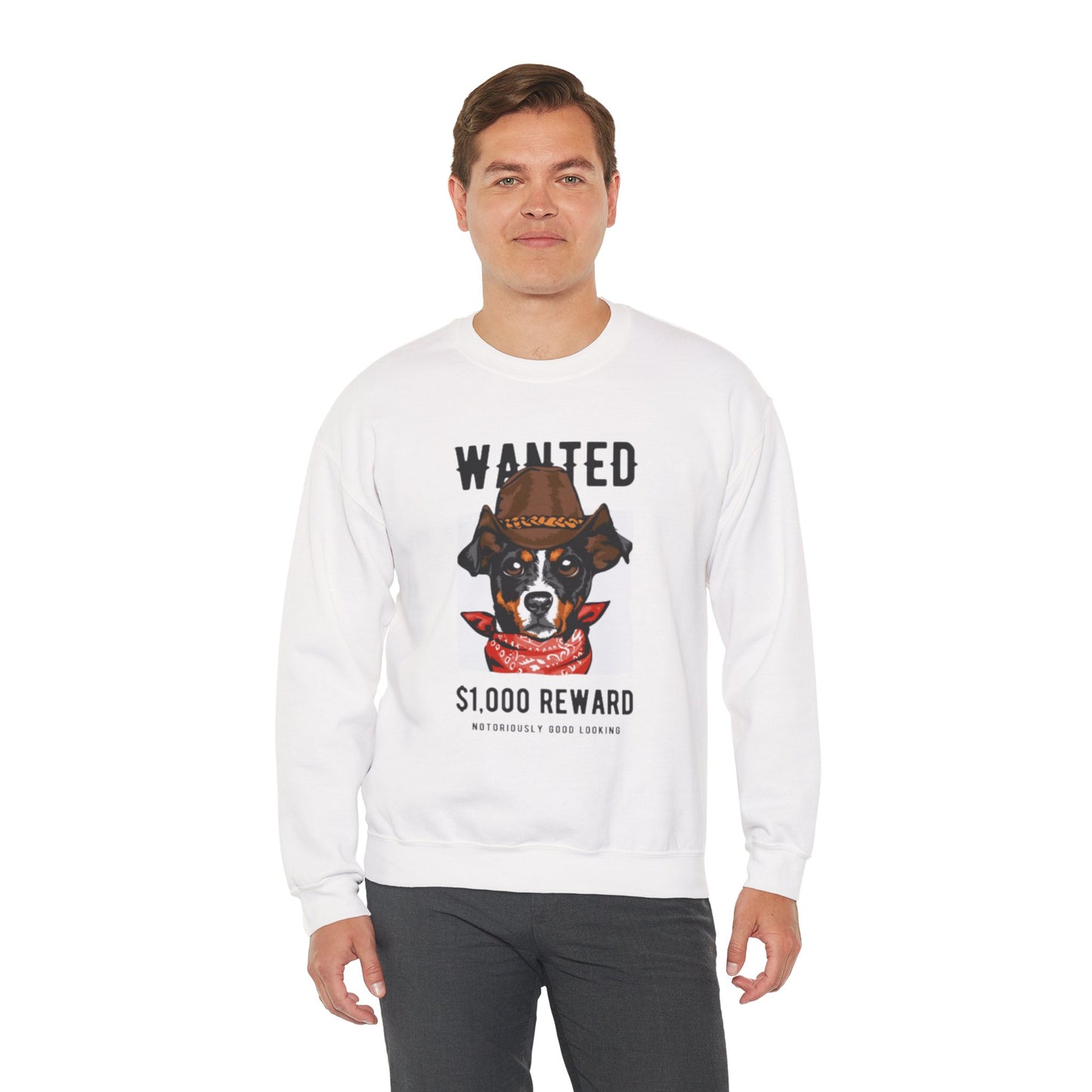 Wanted Cowboy Dog Art Sweatshirt | Eco-Limited