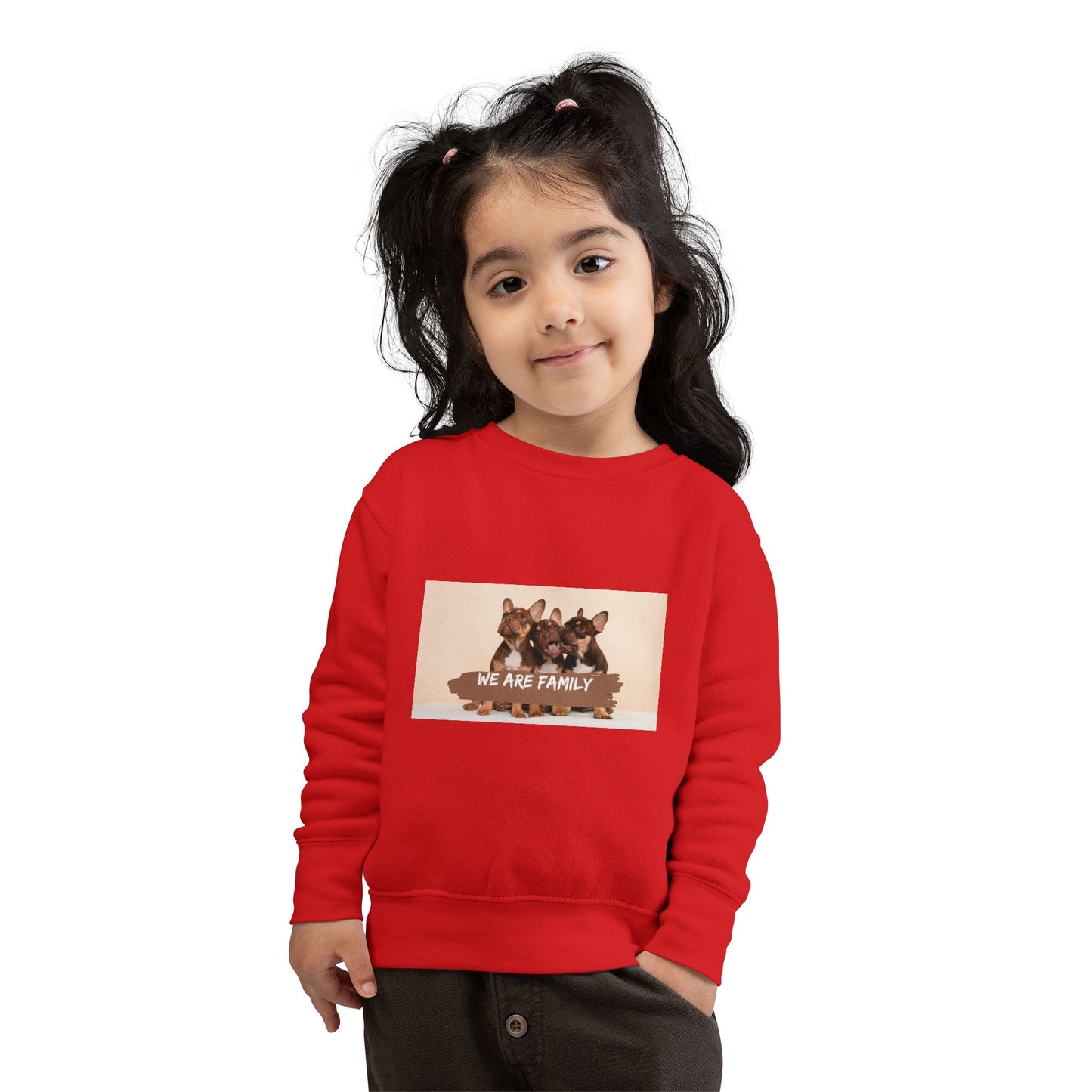 Cute Puppy 'We Are Family' Graphic Pullover