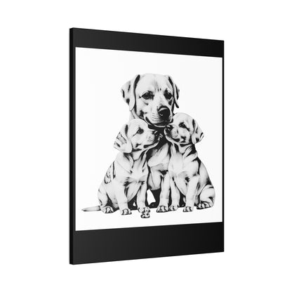 Mother and Puppies Black and White Canvas Wall Art | Eco Limited
