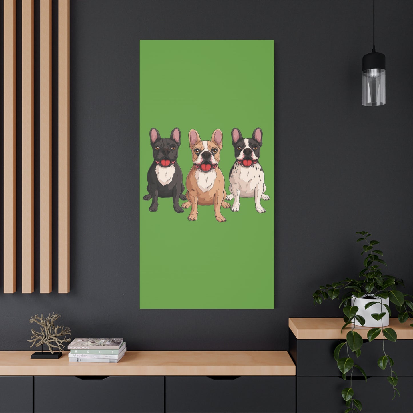 French Bulldog Trio Canvas Wall Art|Eco-Friendly - Limited