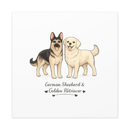 German Shepherd & Golden Retriever Canvas Wall Art