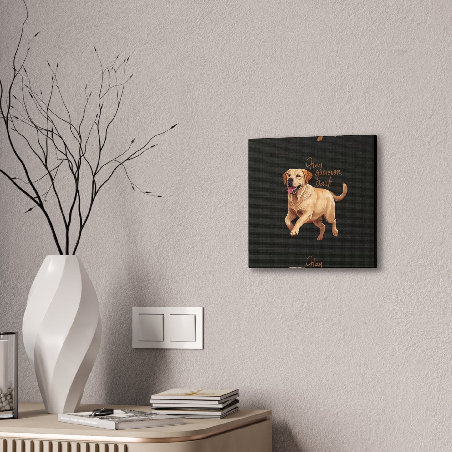 Happy Gamelon Bark Dog Canvas Wall Art | Eco-Limited