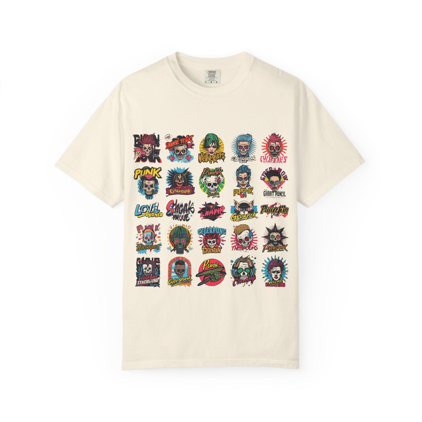 Punk Rock Skull Patch Grid T-Shirt|Eco-Friendly - Limited