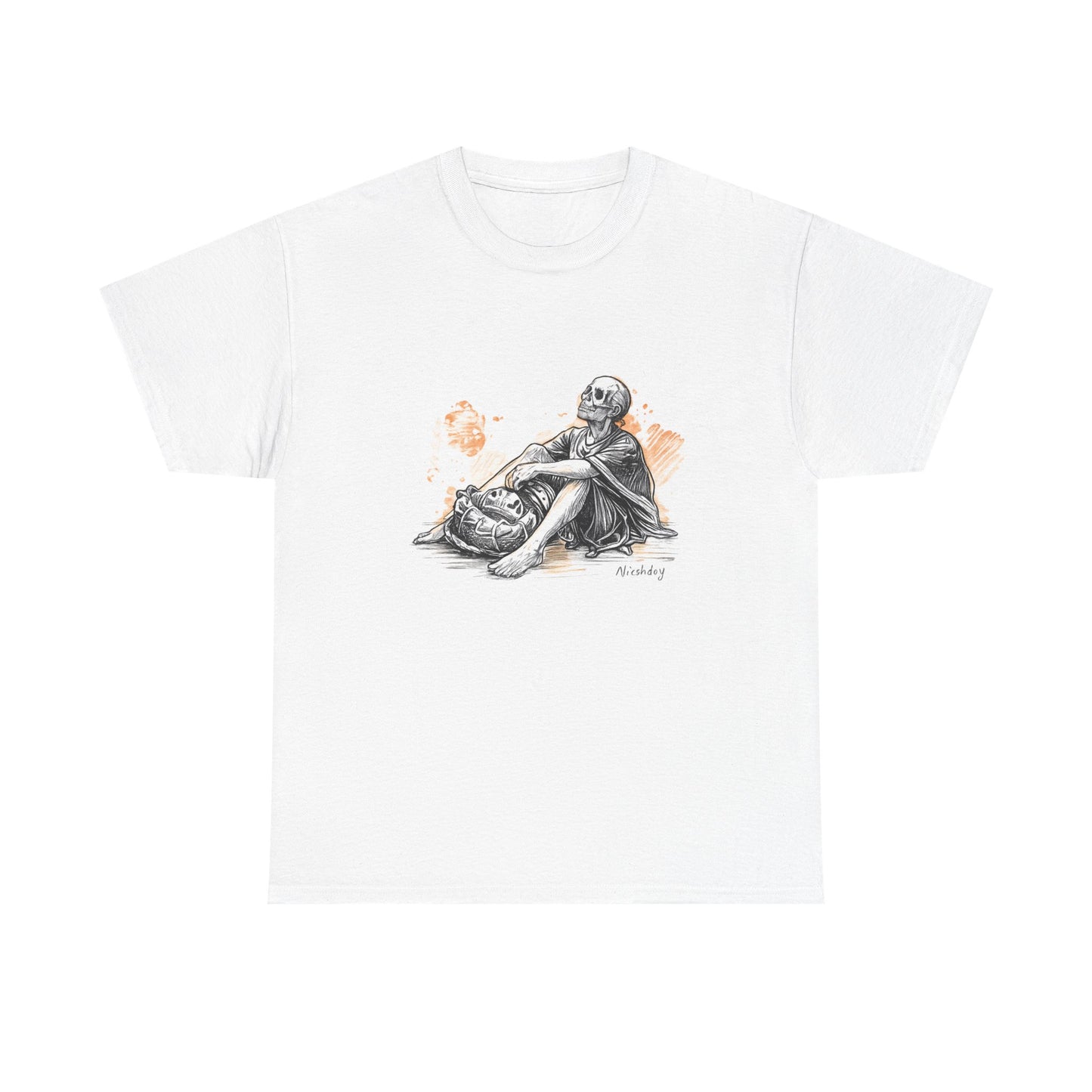 Skeleton Contemplation Sketch T-Shirt | Eco-Limited