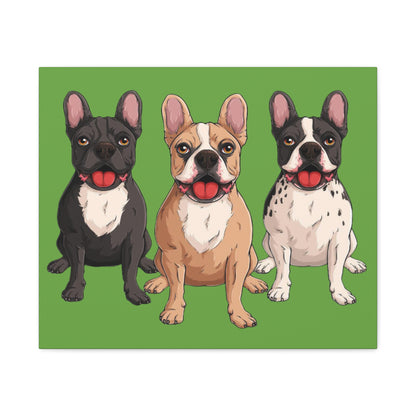 French Bulldog Trio Canvas Wall Art|Eco-Friendly - Limited