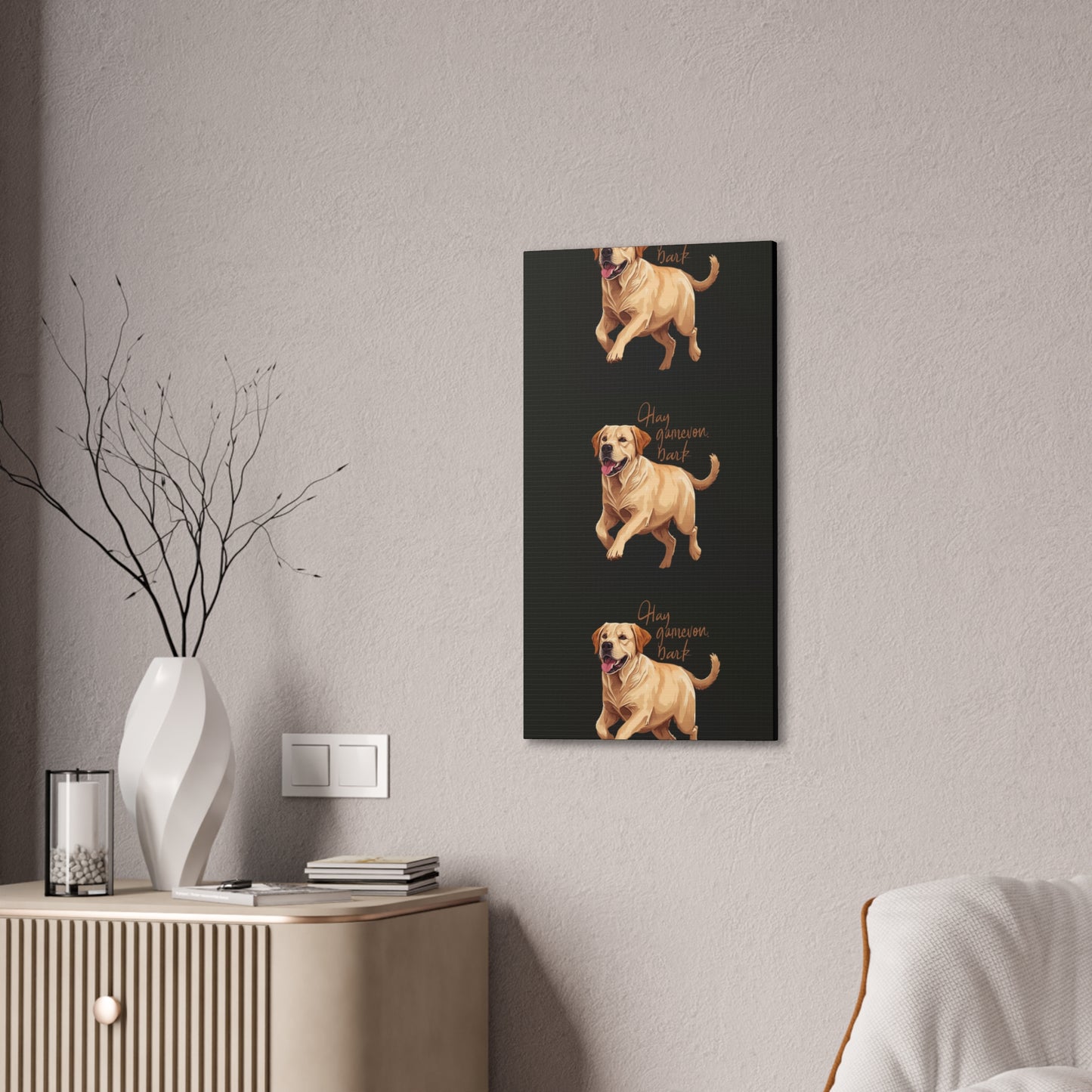 Happy Gamelon Bark Dog Canvas Wall Art | Eco-Limited