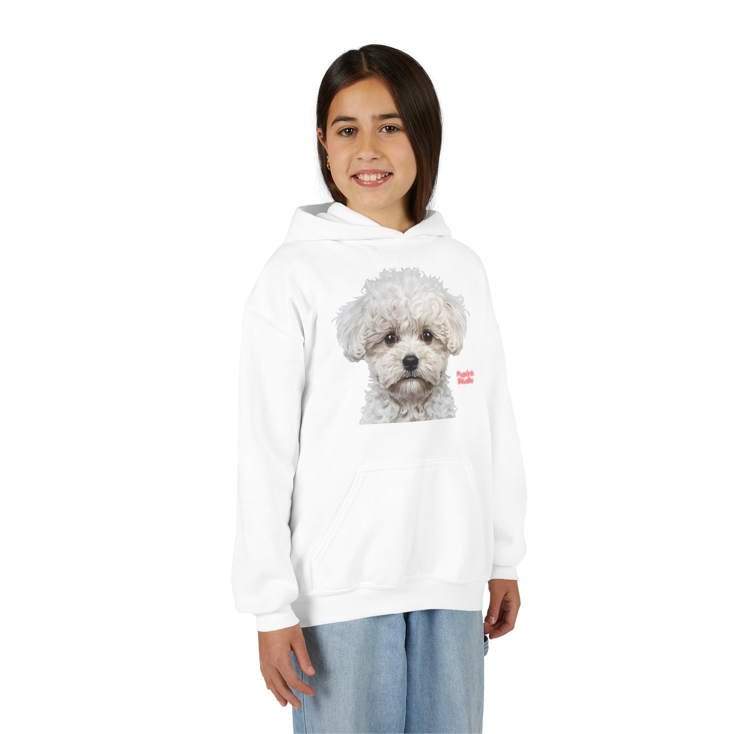 Cute White Puppy Face Youth Hoodie|Eco-Friendly - Limited