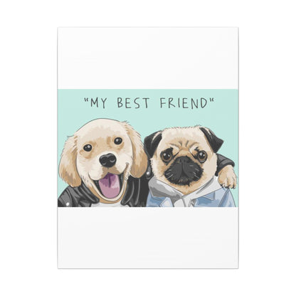 Cute Pug & Puppy Matte Stretched Print