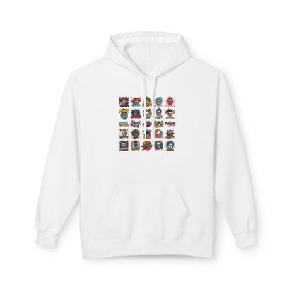 Retro Pop Culture Character Grid Hoodie|Eco-Friendly - Limited