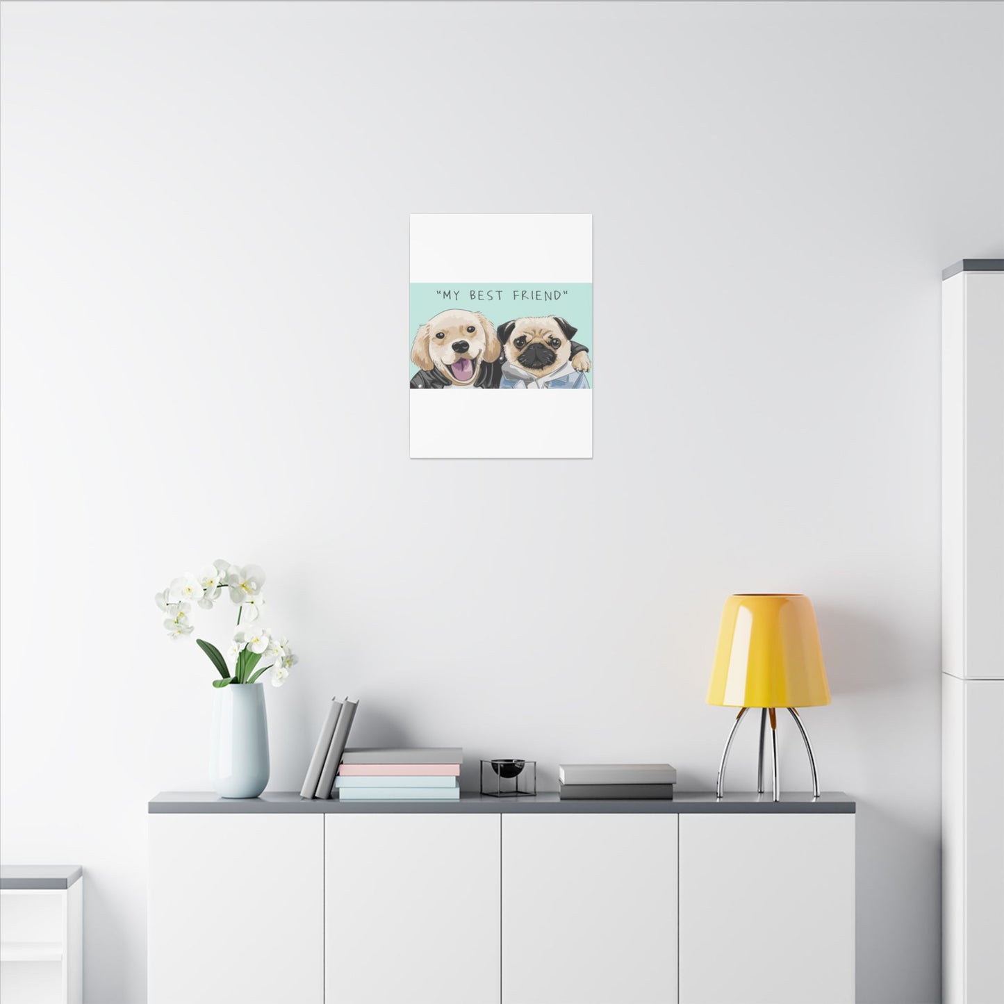Cute Pug & Puppy Matte Stretched Print