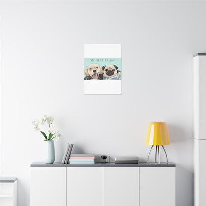 Cute Pug & Puppy Matte Stretched Print