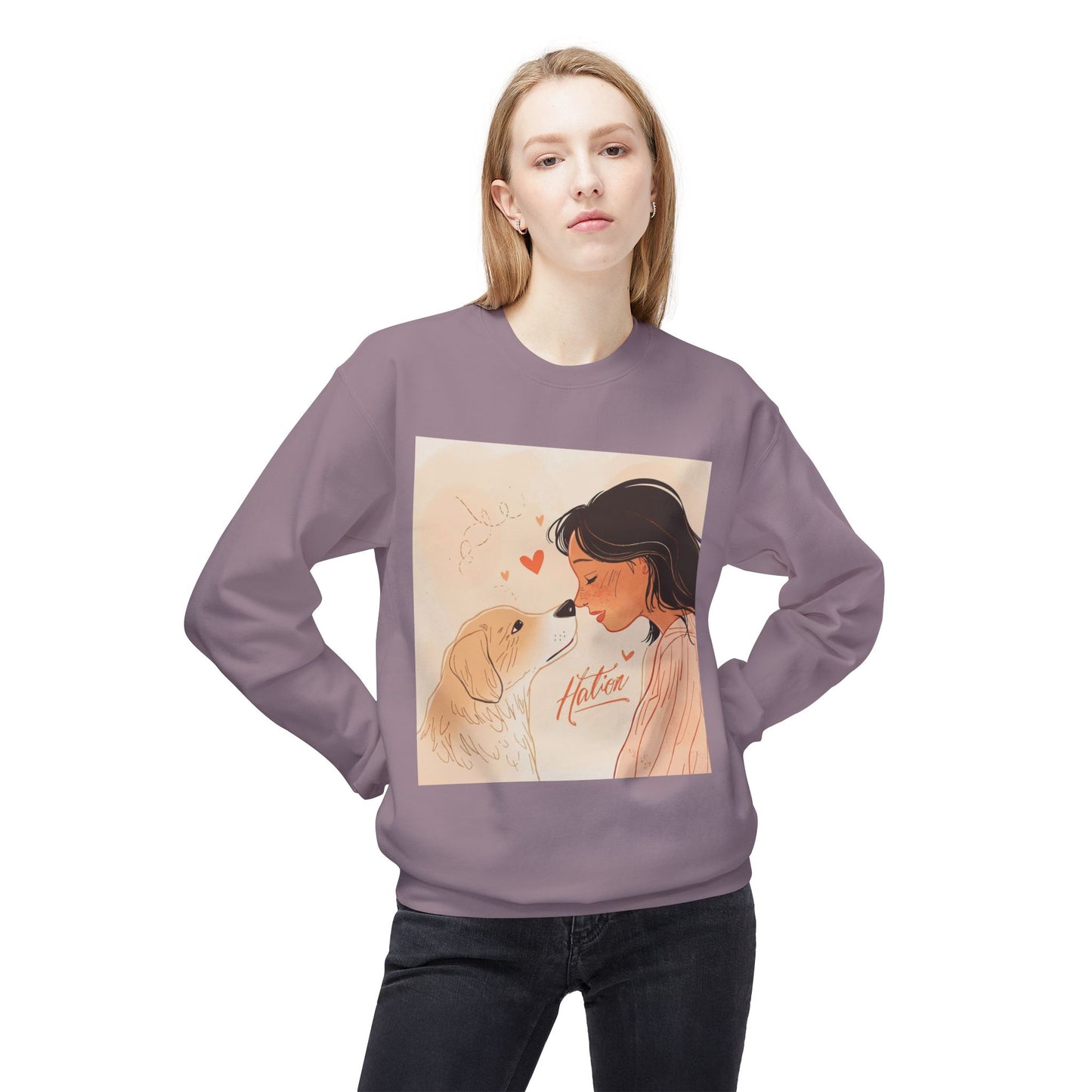Heartfelt Dog Love Illustration Crewneck | Eco-Friendly - Limited