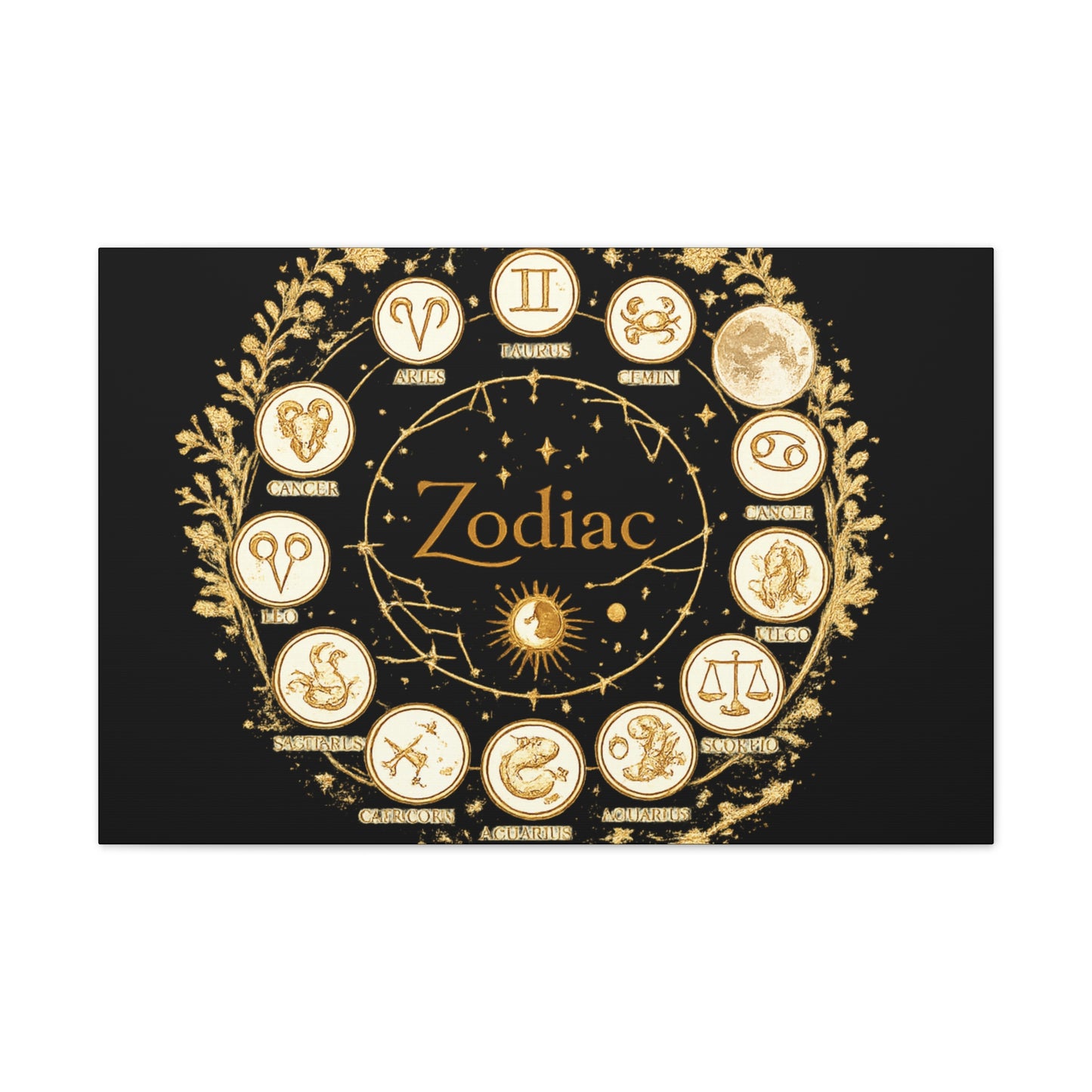 Golden Zodiac Astrology Canvas | Eco-Limited